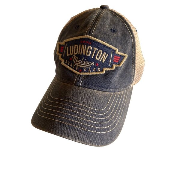 Ludington Michigan State Park Blue Hat Cap Meshback Adjustable - Picture 1 of 8